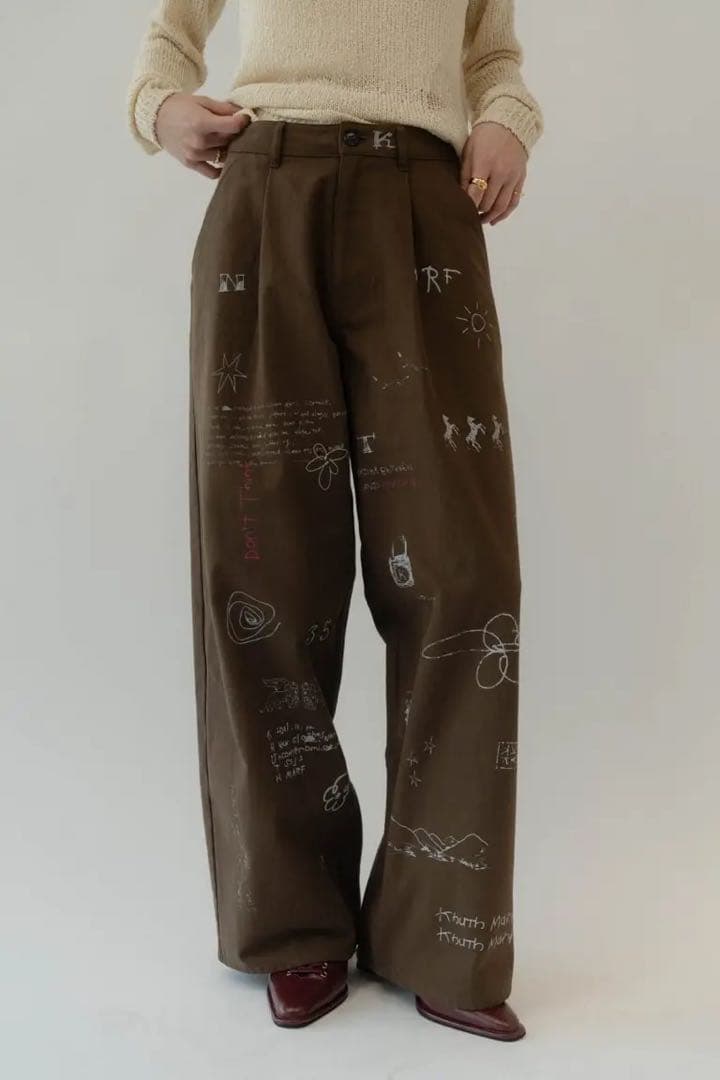 knuth marf high waist tatto pants ブラウン