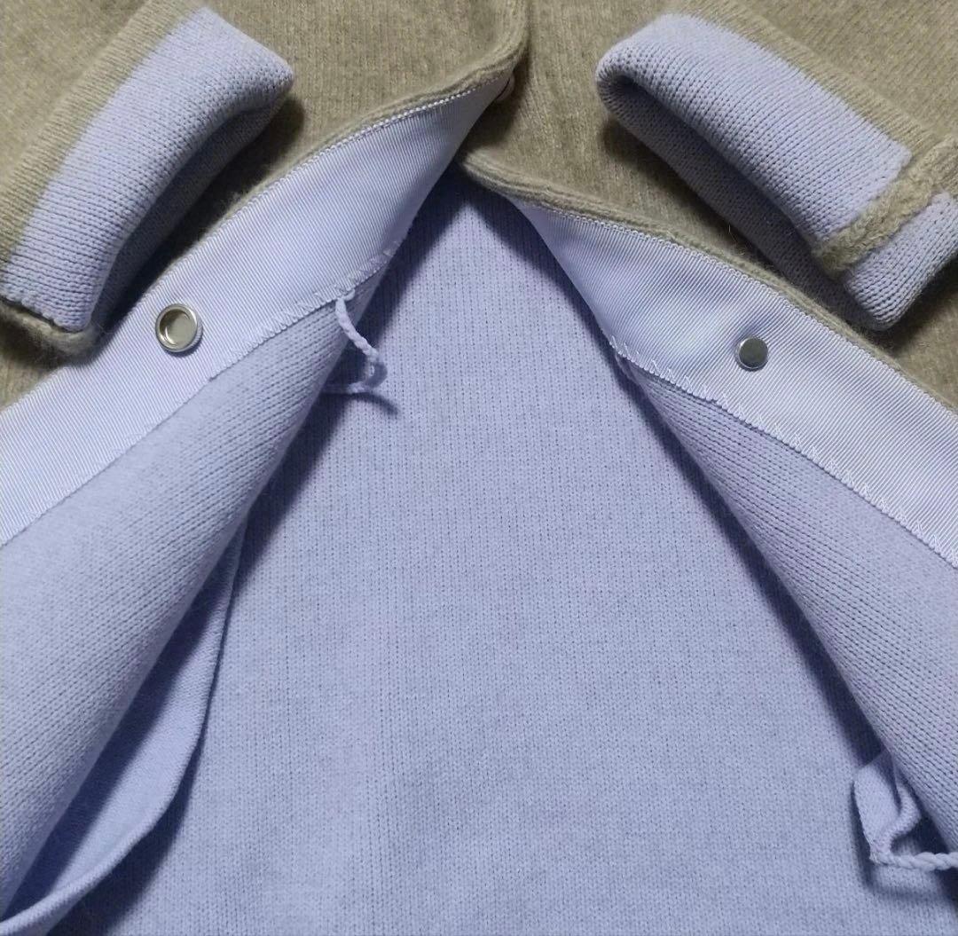 ELENDEEKラクーン混ダブルフェイスニットカーディガンバイカラーコート羽織り