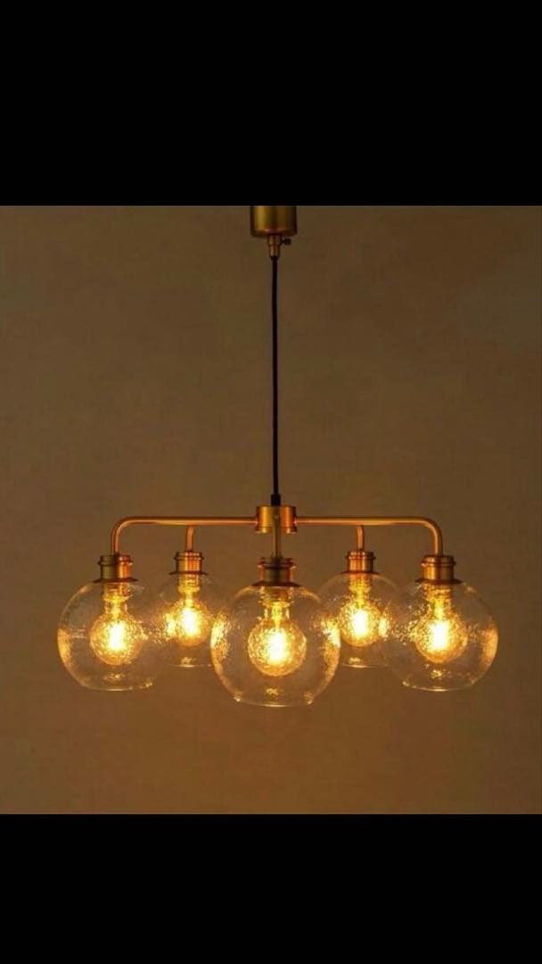 ニトリ ガラスペンダントライト 5灯 ゴールド