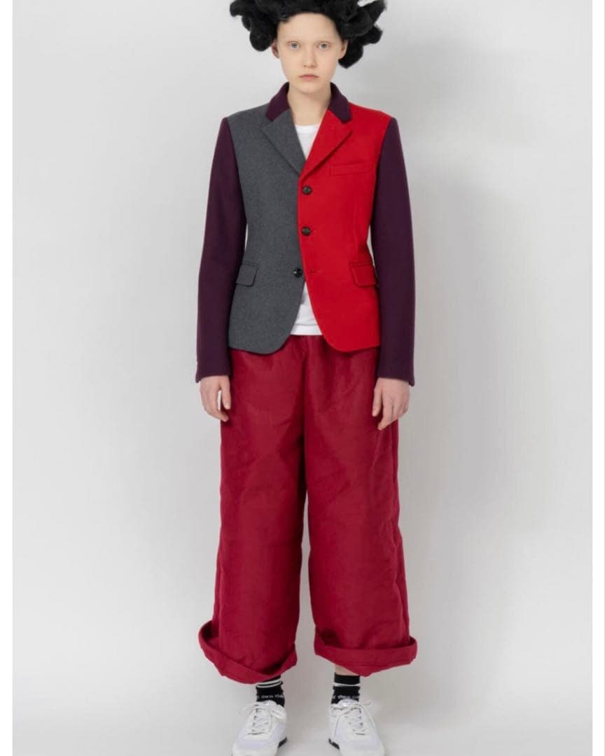 21aw コムデギャルソン コムコム フェルト ワイドパンツ レッド S