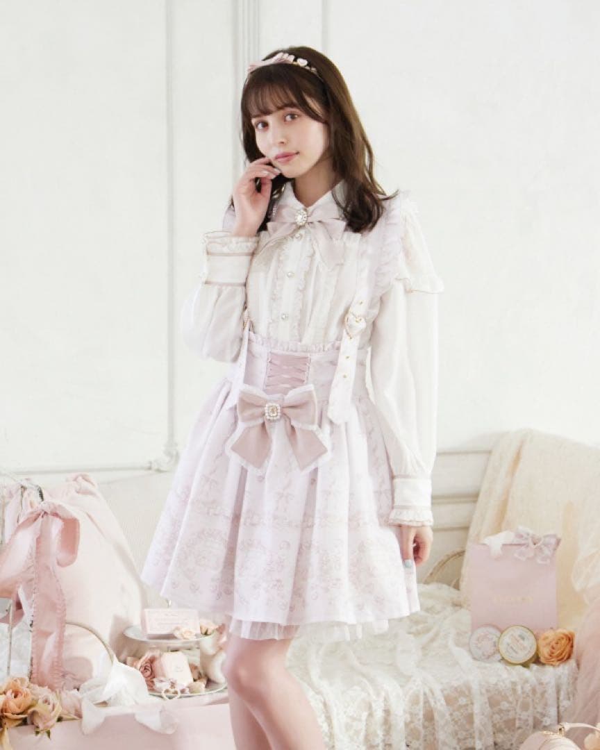 lizlisa リズリサ Girls Party柄サスペンダー付スカート