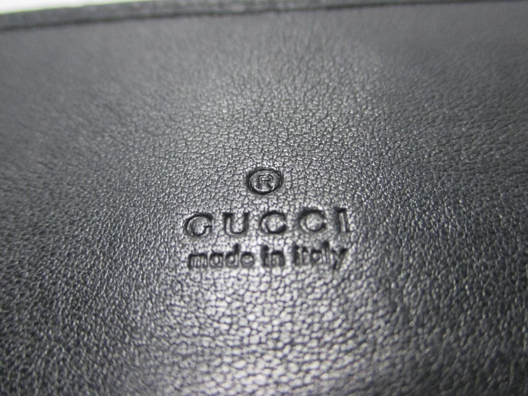 美品 グッチ 名刺入れ カードケース カード入れ シマレザー ブラック 黒