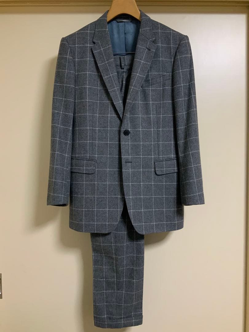 美品 Paul Smithのウールスーツ グレーのウインドウペンスーツ