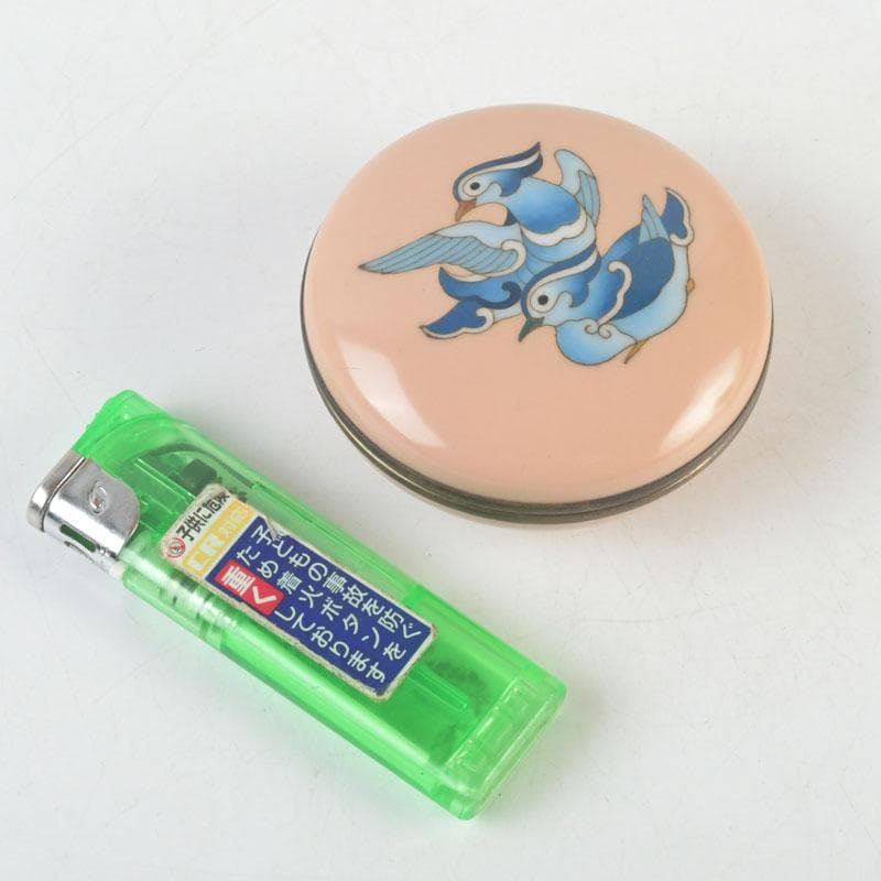 とんちゃん　安藤七宝焼　正倉院御物　双鳥文　香合　共布　共箱　V　9653