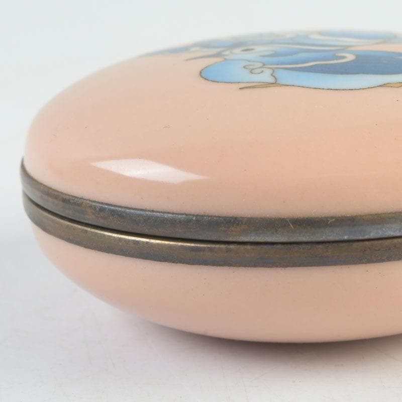 とんちゃん　安藤七宝焼　正倉院御物　双鳥文　香合　共布　共箱　V　9653