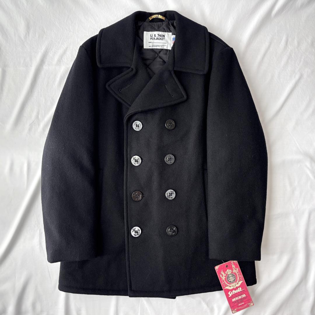 未使用・タグ付 ショット ピーコート ダークネイビー 740N ウール 40
