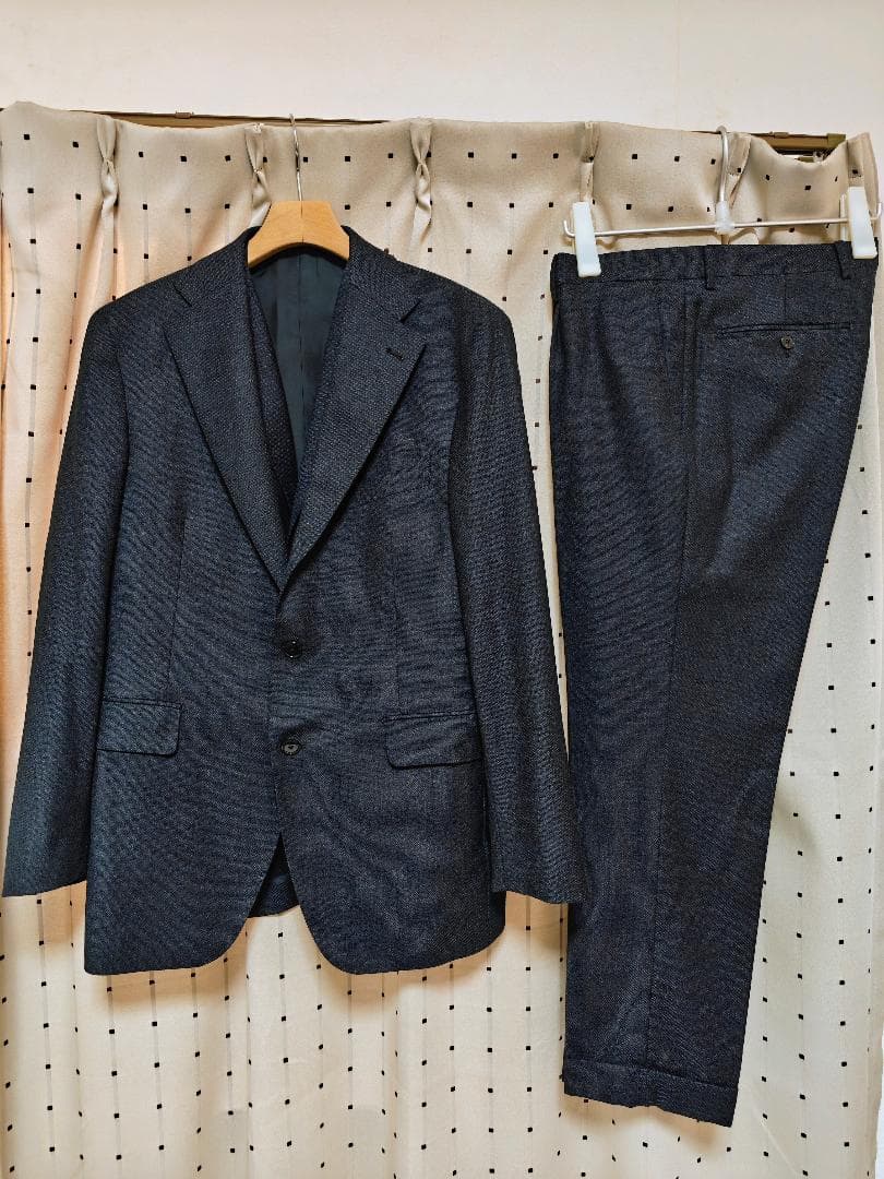 未使用品 タリアトーレ 2B ウール 3ピース スーツ 48 ダークネイビー
