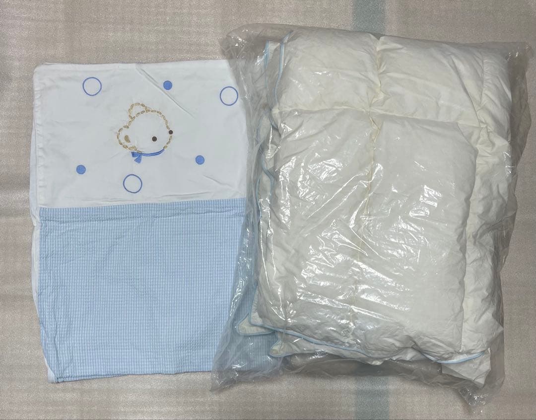 ファミリア ベビー 羽毛布団＆カバー セット　水色