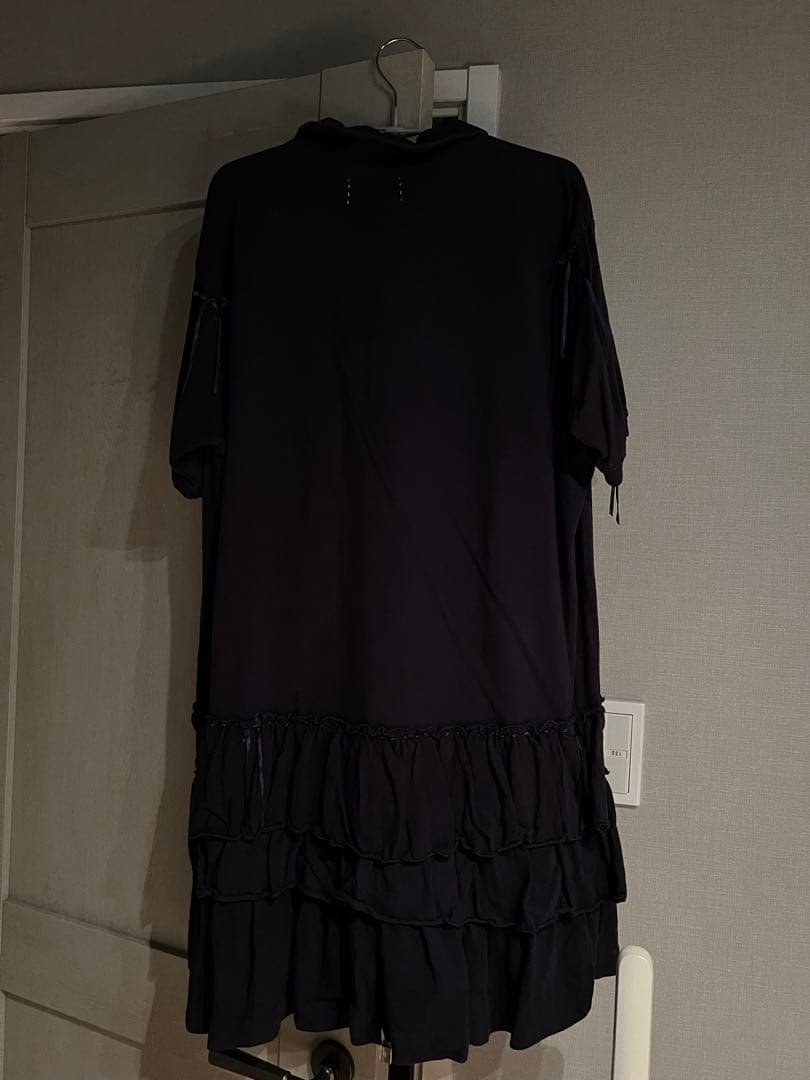 keisuke kanda リボン縫いのポロシャツワンピース 紺