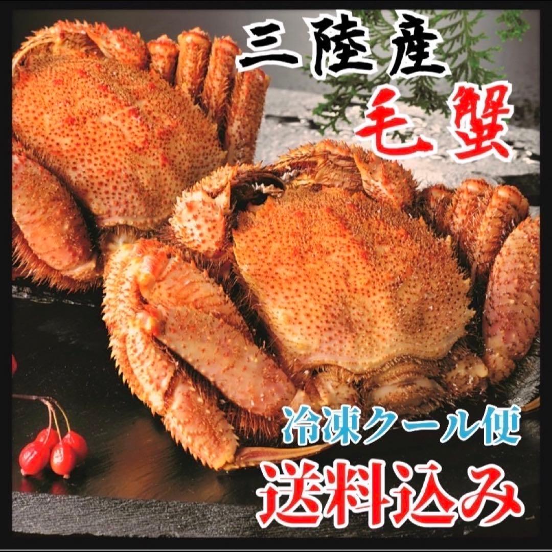 【産地直送】毛蟹 けがに　2尾 800g前後 冷凍クール便 送料込み 三陸産