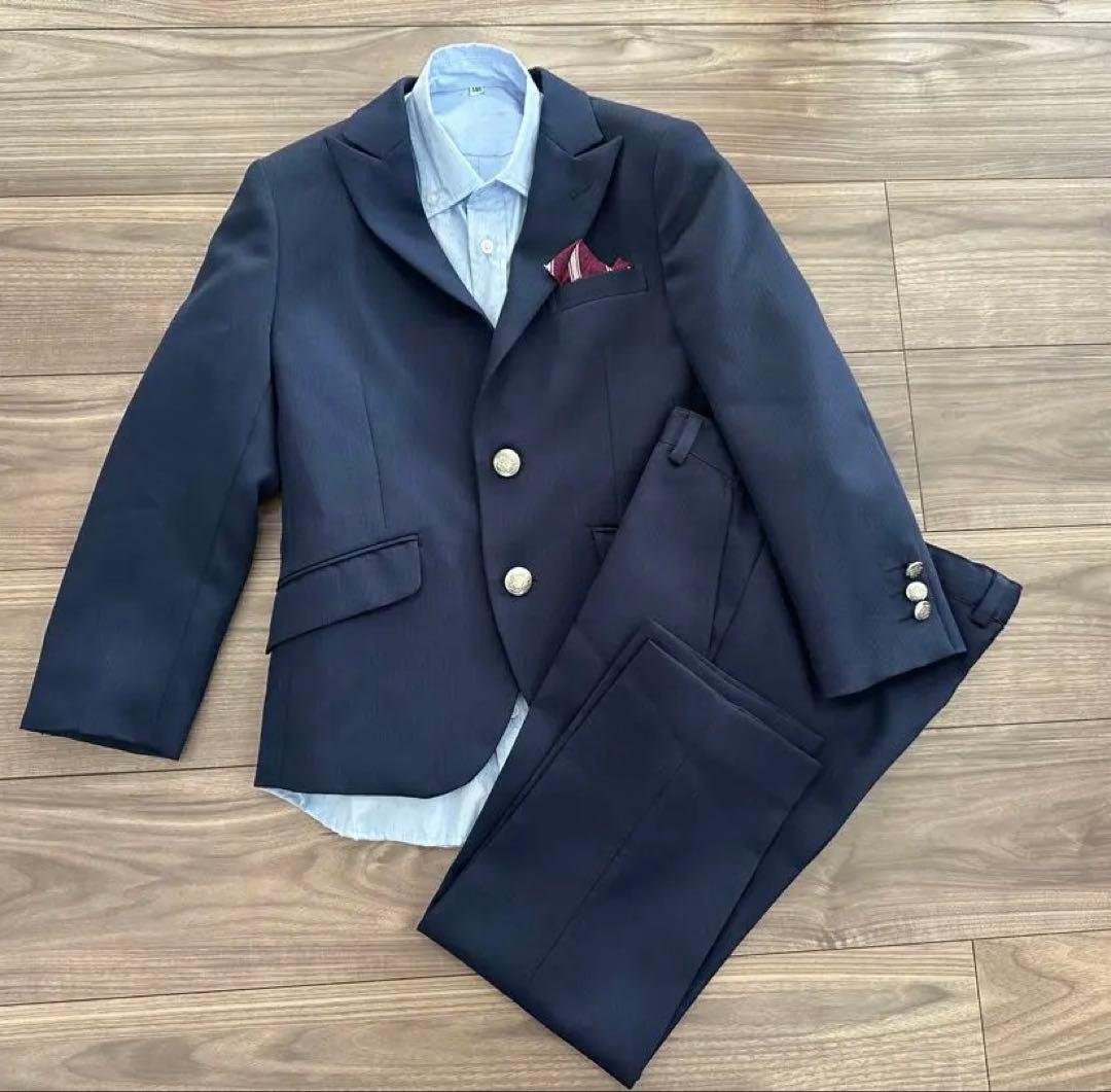 ワンダーファクトリー 男の子 フォーマルスーツ 3点セット 140 美品