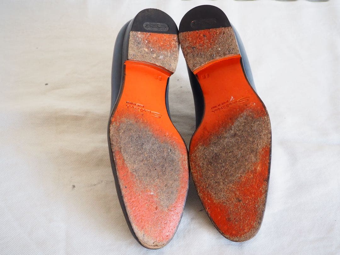 靴 Santoni Navy hole cut dress shoes