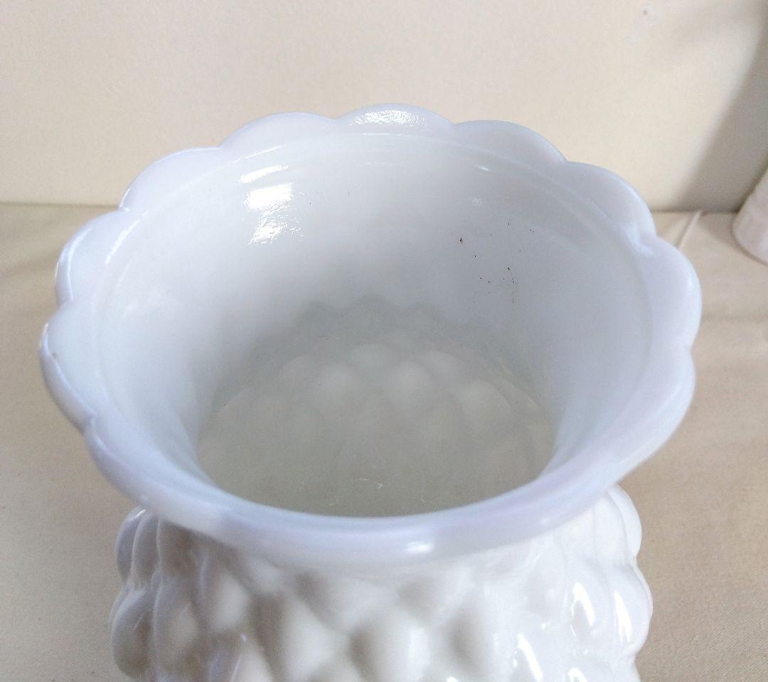 ミルクガラス ダイヤ柄 テーブルランプ ビンテージ