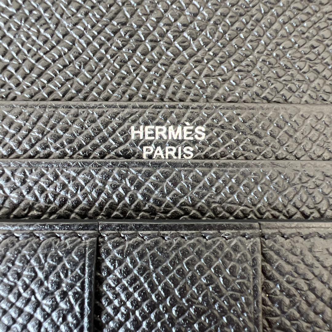 Herms ヴォーエプソン ベアンスフレ 二つ折り長財布 ブラック 箱付き