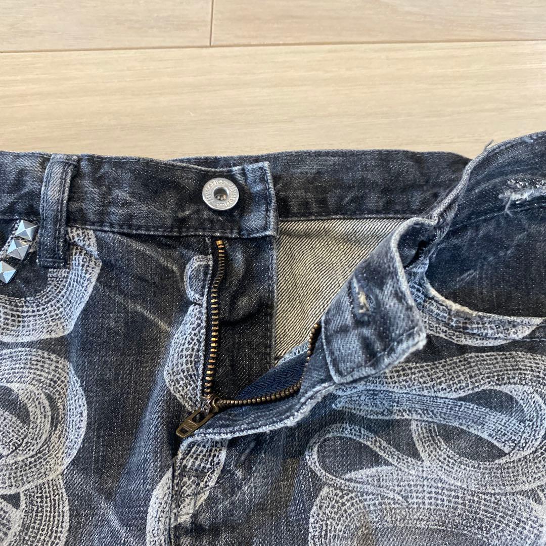 ヒステリックブルー　ヒステリック　デニム　マイクロミニスカート　スネーク柄　M