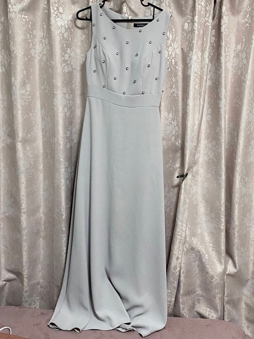 VELIQUE ペールピンク ビジュー付きロングドレス Mサイズ