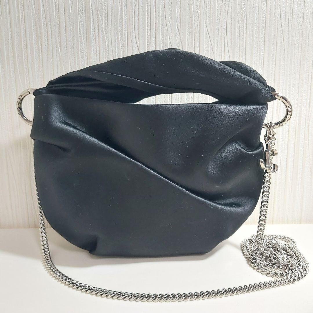 ジミーチュウ Bonny ツイストハンドル チェーンショルダーバッグ ブラック