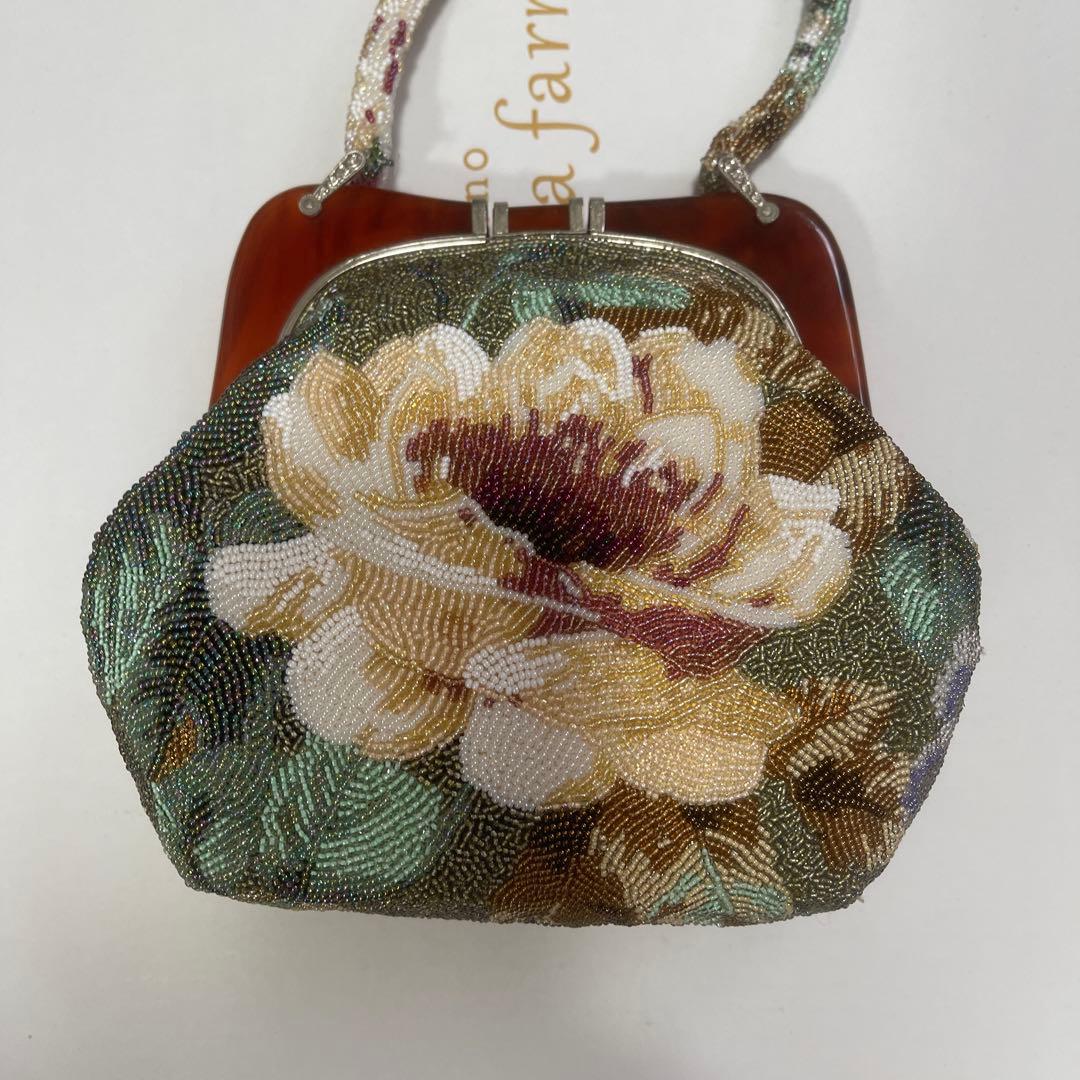 美品 総ビーズ ハンドバッグ 花柄 べっ甲　浴衣や