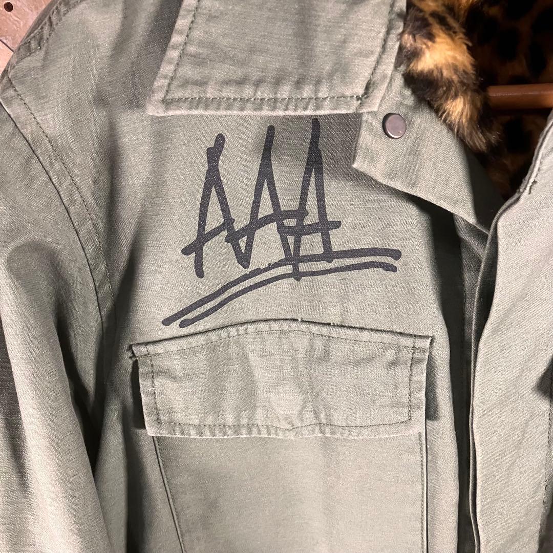 Schott ヒョウ柄 裏地ミリタリージャケット M 刺繍あり