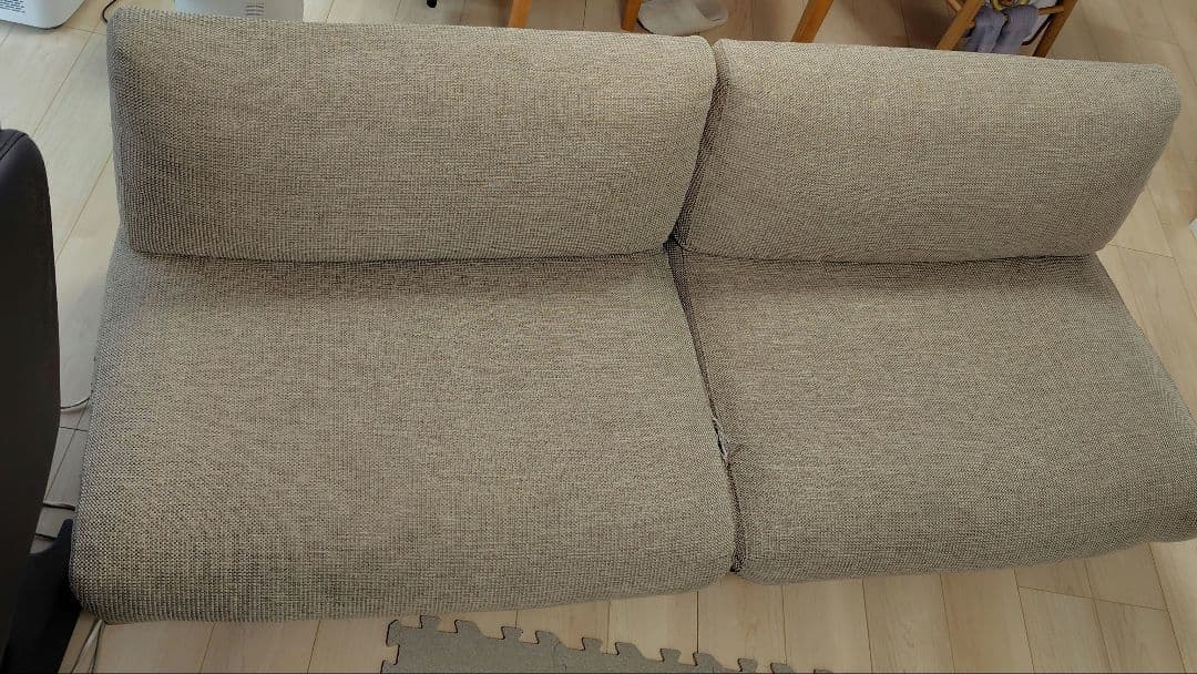 無印良品　ゆったり座れるアームレスソファ　3人掛け