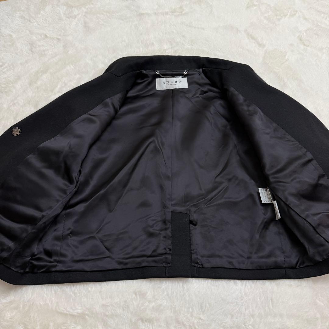 【美品】　アドーア　ショート　ジャケット　ブラック　厚手　ウール　ダブルフェイス