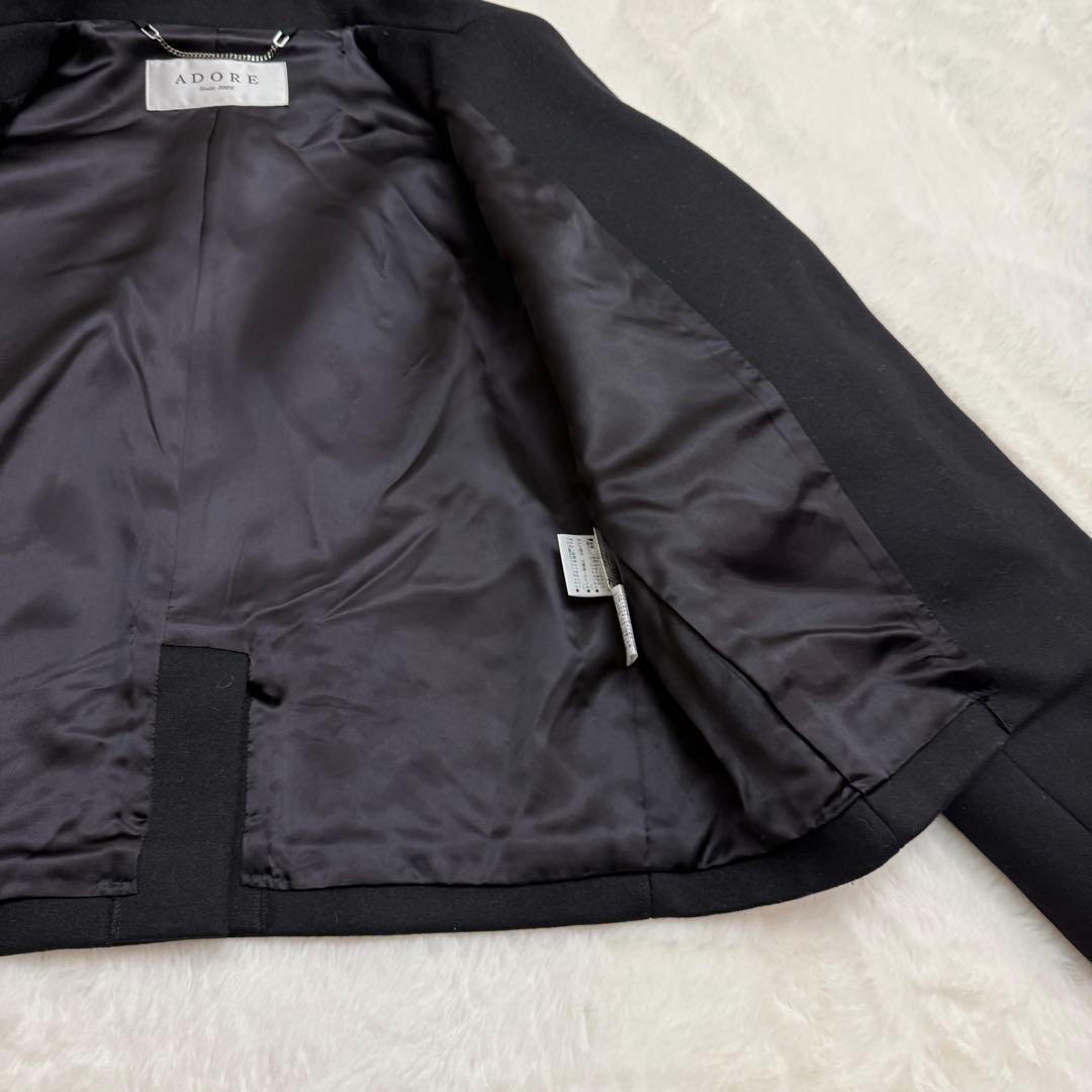 【美品】　アドーア　ショート　ジャケット　ブラック　厚手　ウール　ダブルフェイス