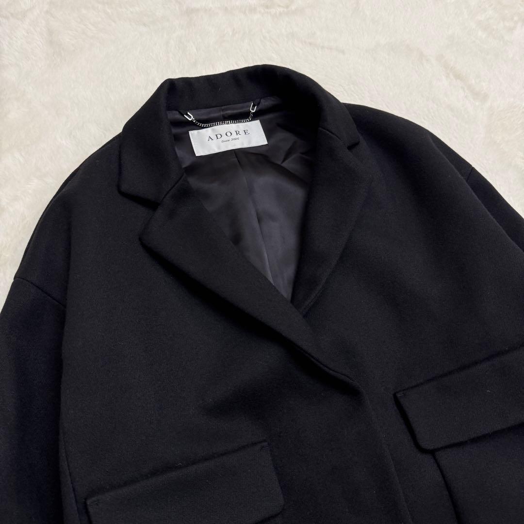 【美品】　アドーア　ショート　ジャケット　ブラック　厚手　ウール　ダブルフェイス