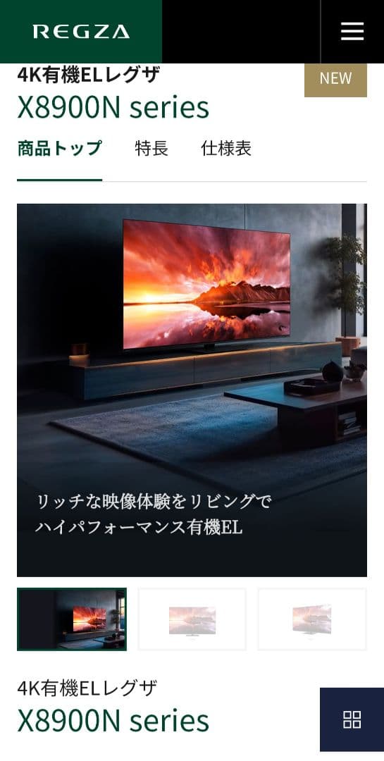 4K有機ELレグザ 55X8900N 55型