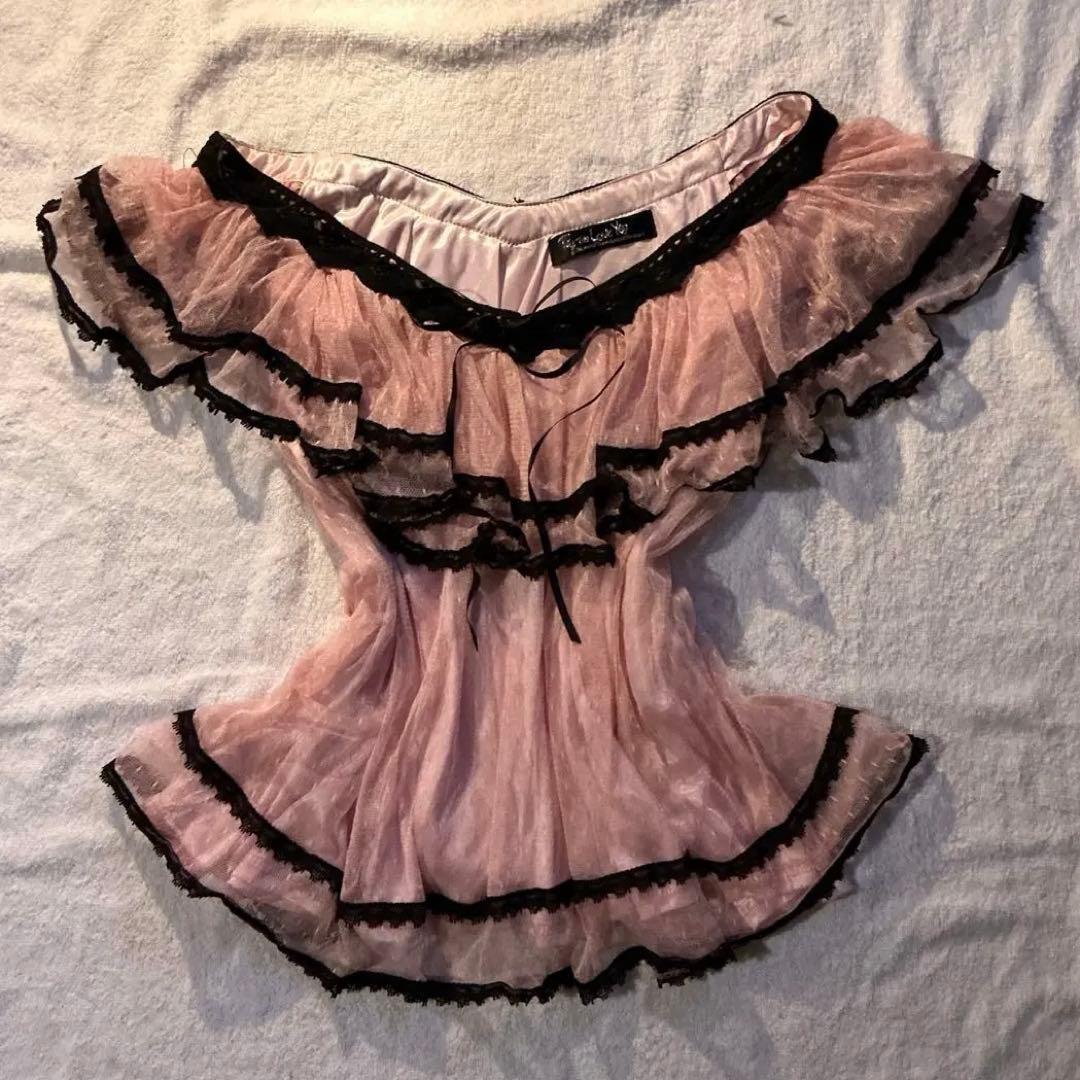 ♩LIZLISA系 当時物 希少 たっぷりチュールチュニック リボン 姫カジ