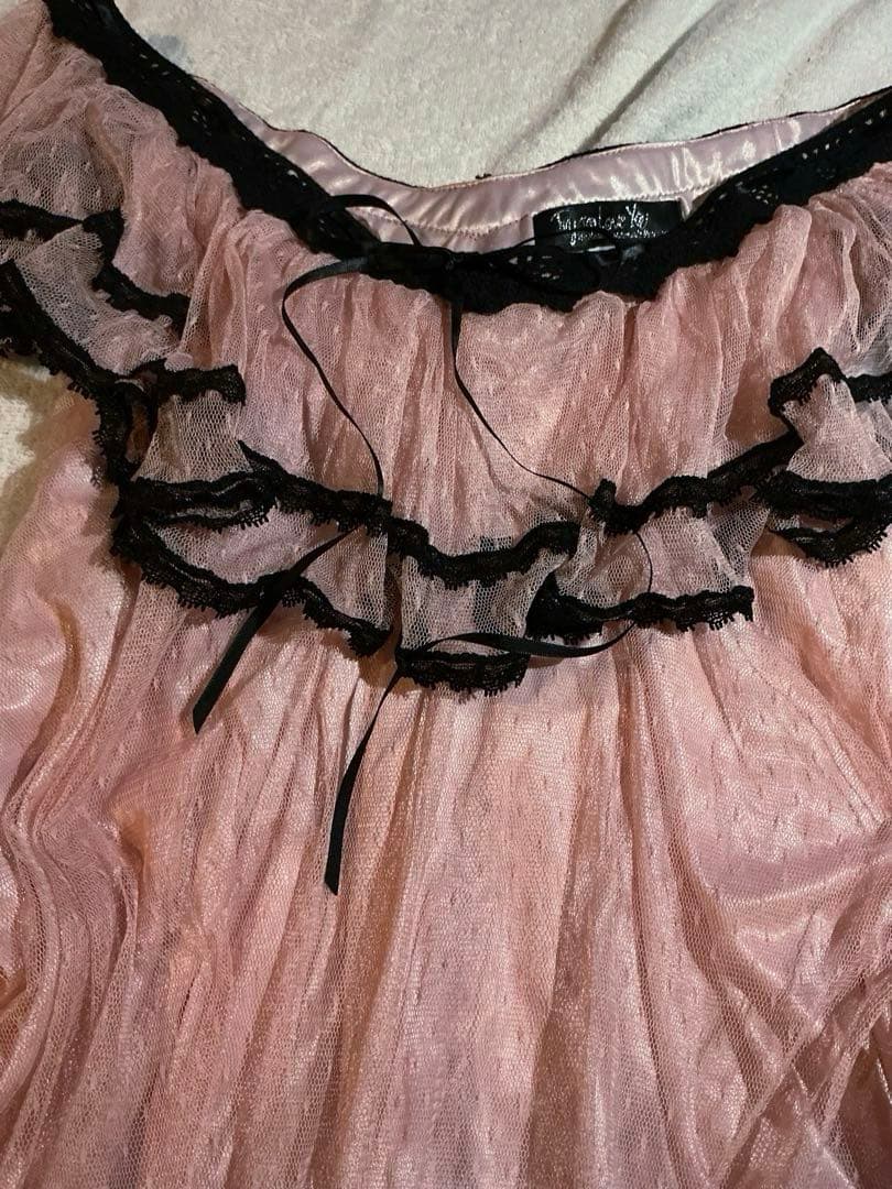 ♩LIZLISA系 当時物 希少 たっぷりチュールチュニック リボン 姫カジ