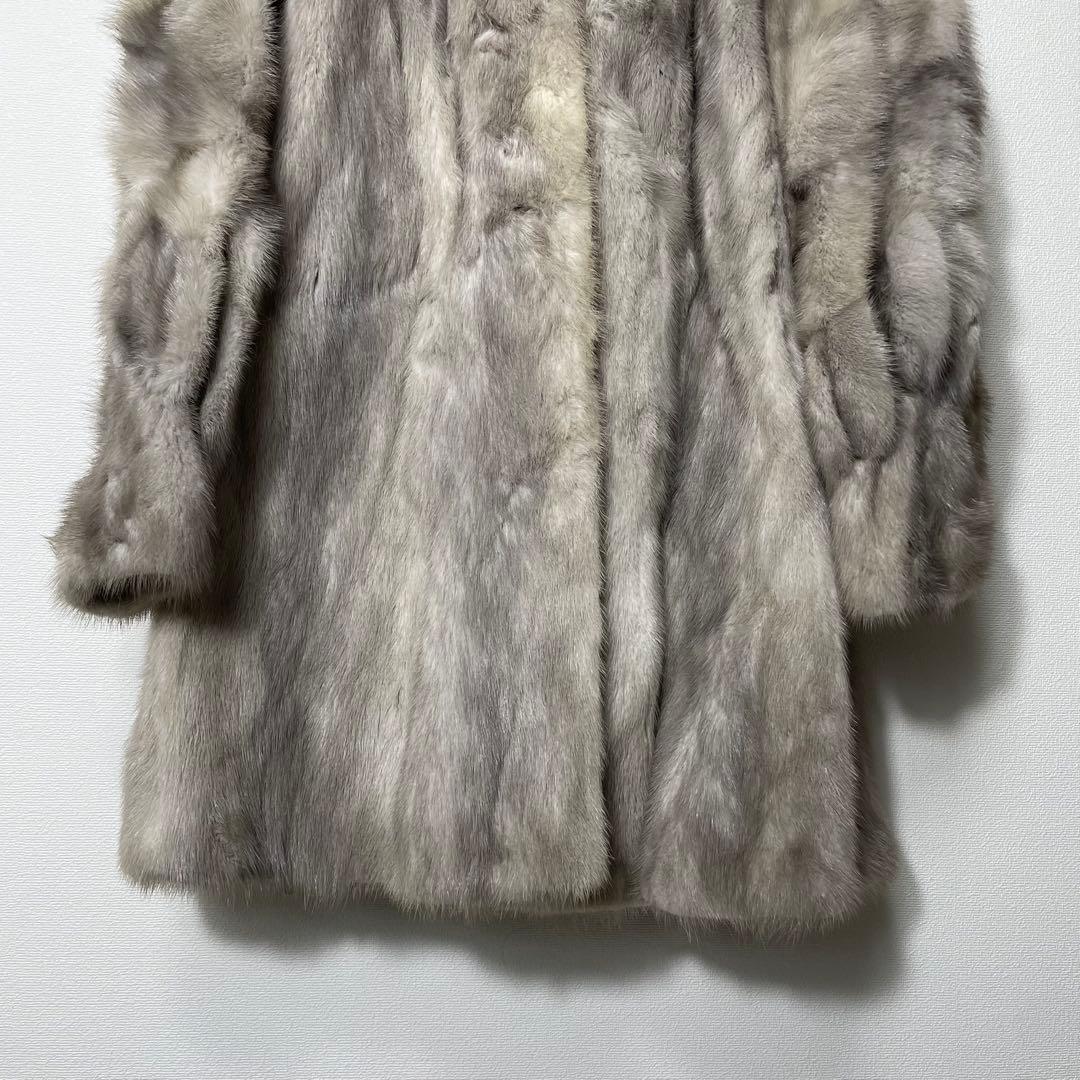 【美品】 リアルファージャケット アウター ミンク ホワイト系 毛皮 9号