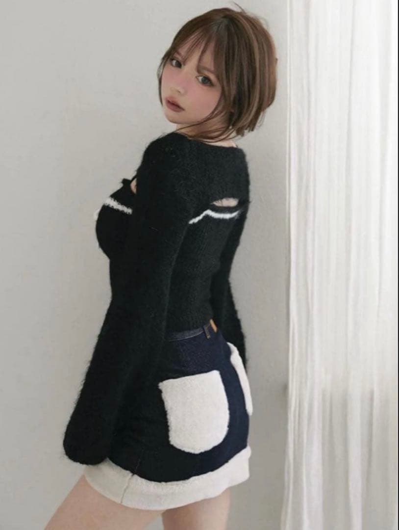 スカート andmary Fur pocket denim skirt M