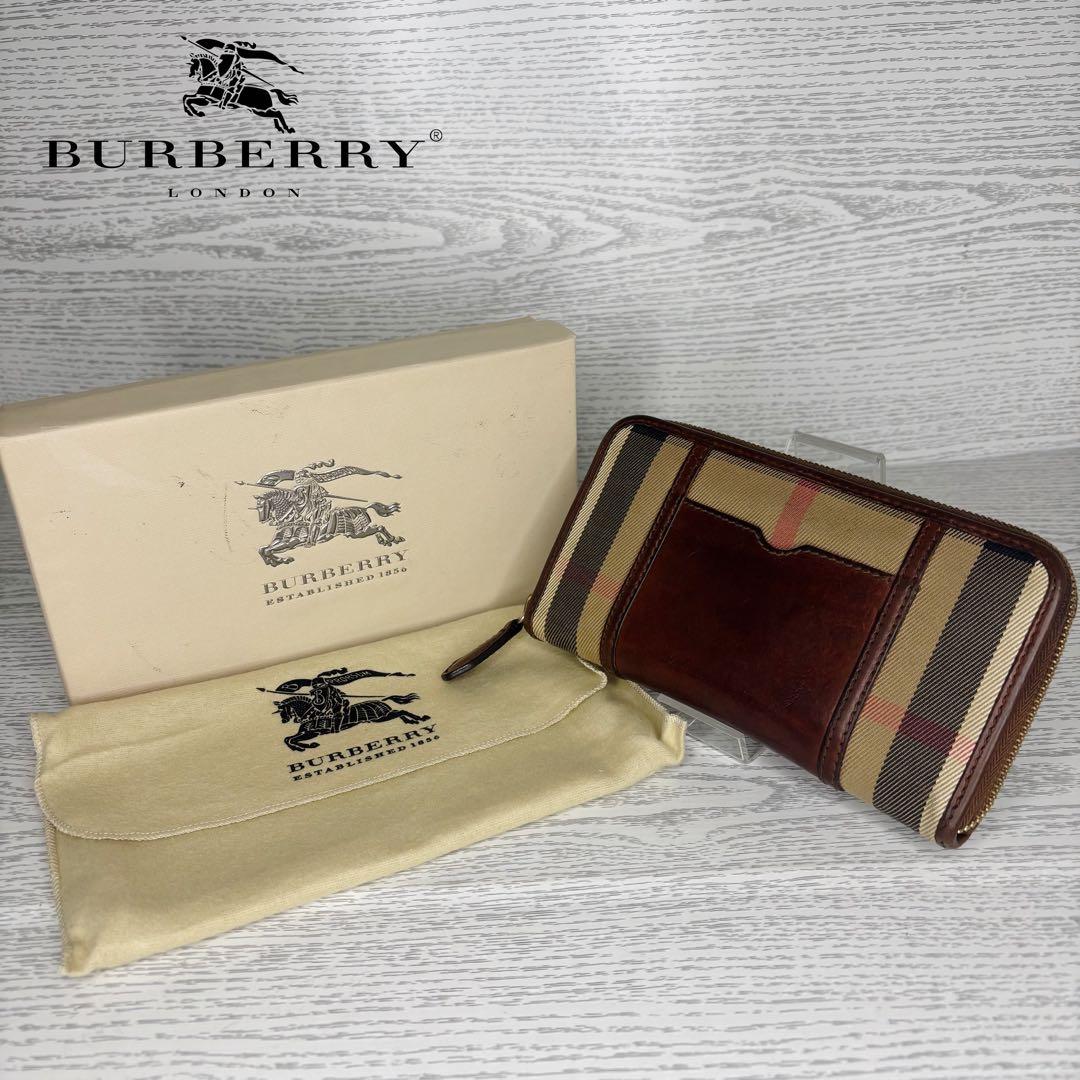 美品　Burberry バーバリー　長財布　ラウンドファスナー　S36