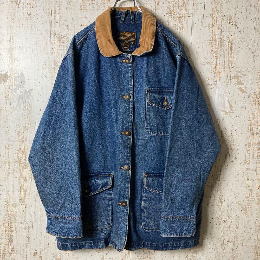 80s エディーバウアー 黒タグ デニムジャケット カバーオール アメリカ古着