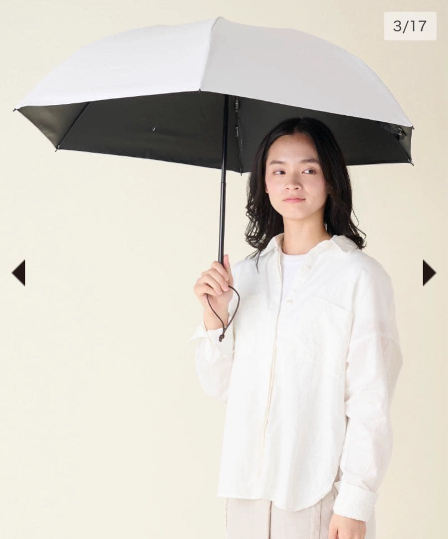 サンバリア100 折りたたみ日傘 3段折　無地ホワイト
