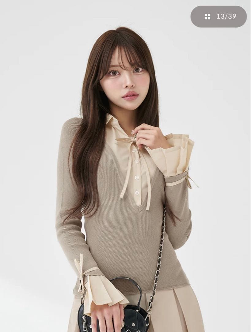 Darich シャツドッキングプリーツミニワンピース グレー FL