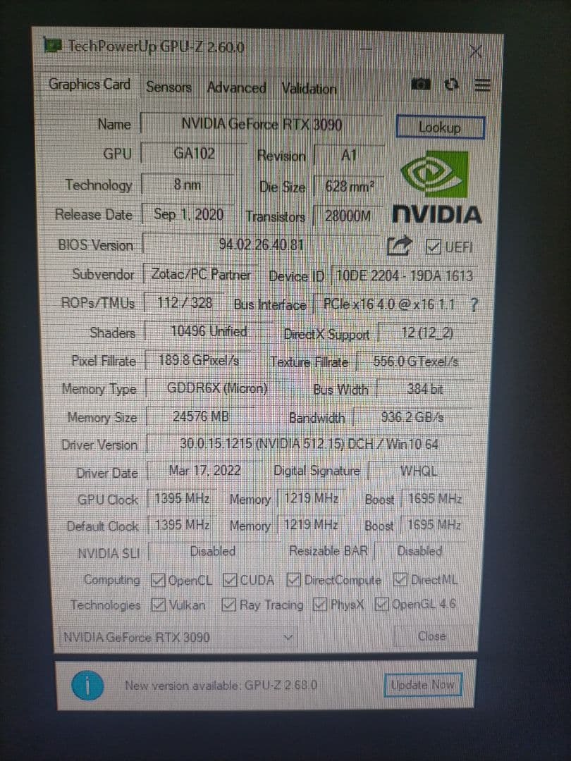 グラフィックボード・グラボ・ビデオカード ZOTAC GeForce RTX 3090 TRINITY 24GB