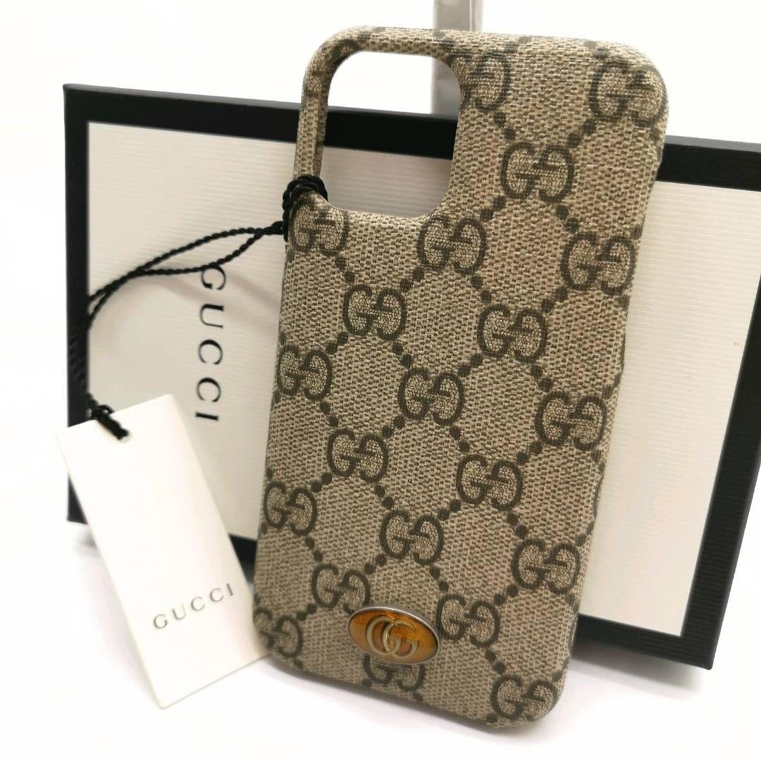 未使用 タグ 箱付 グッチ GG柄 iPhone11Pro スマホ ケース 茶