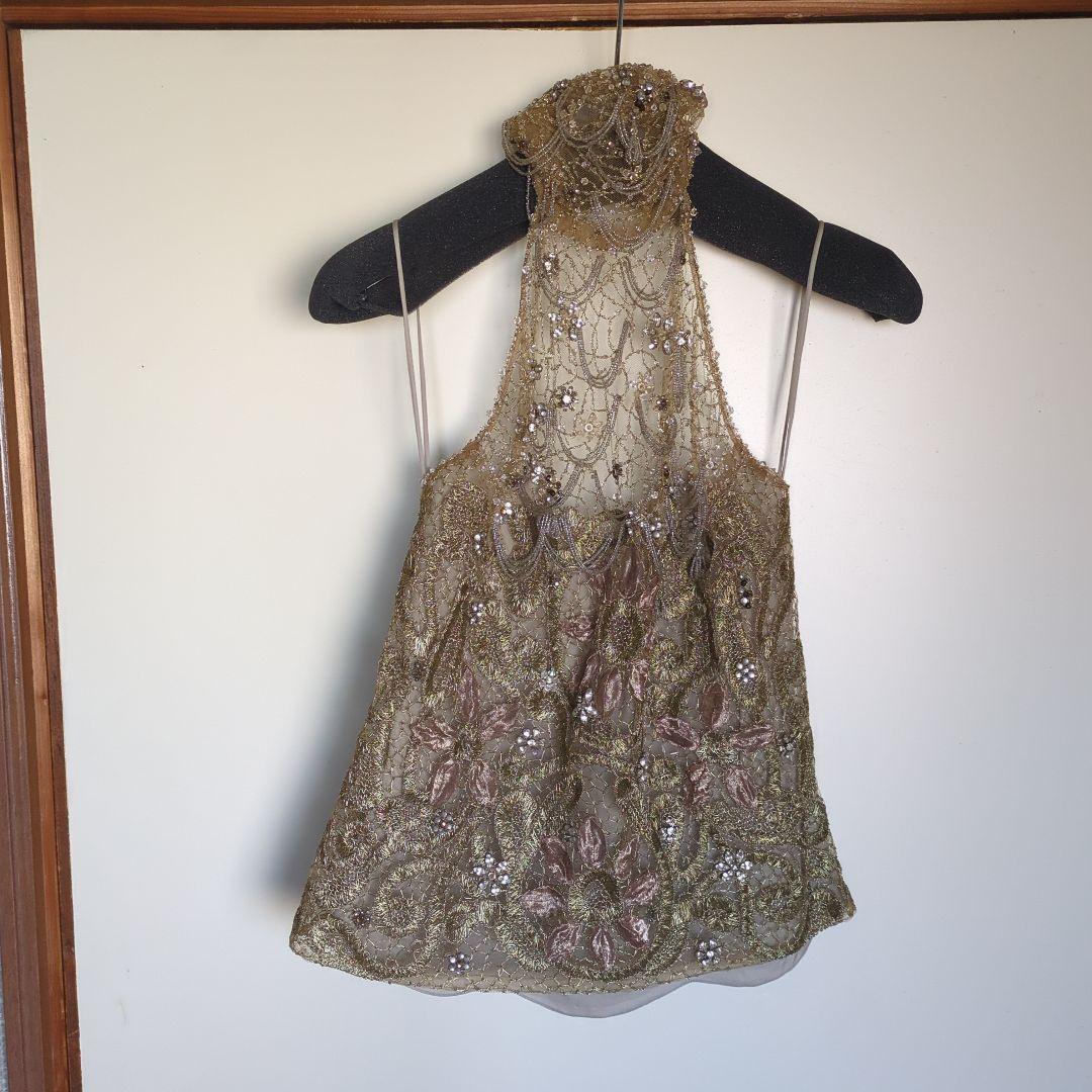 ラルフローレン エレガント ゴールド ビーズ刺繍 キャミソール