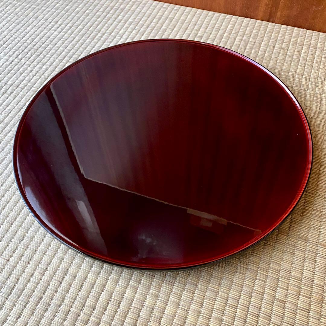 輪島塗 慶塚【溜塗 盛器】 菓子器　丸盆　40cm　天然木　漆塗　茶道具