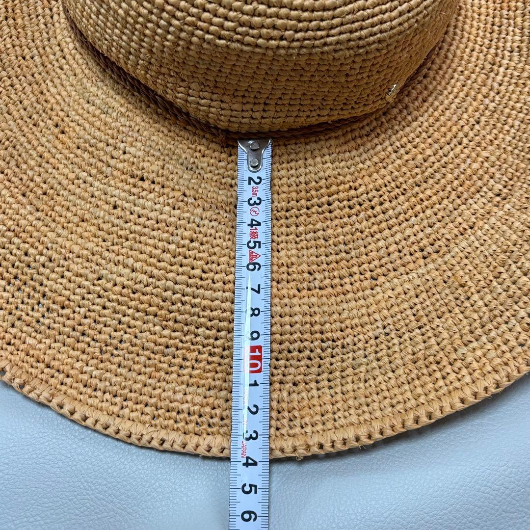 美品 希少柄 ヘレンカミンスキー ラフィアハット 14cm ツバ広 OSサイズ
