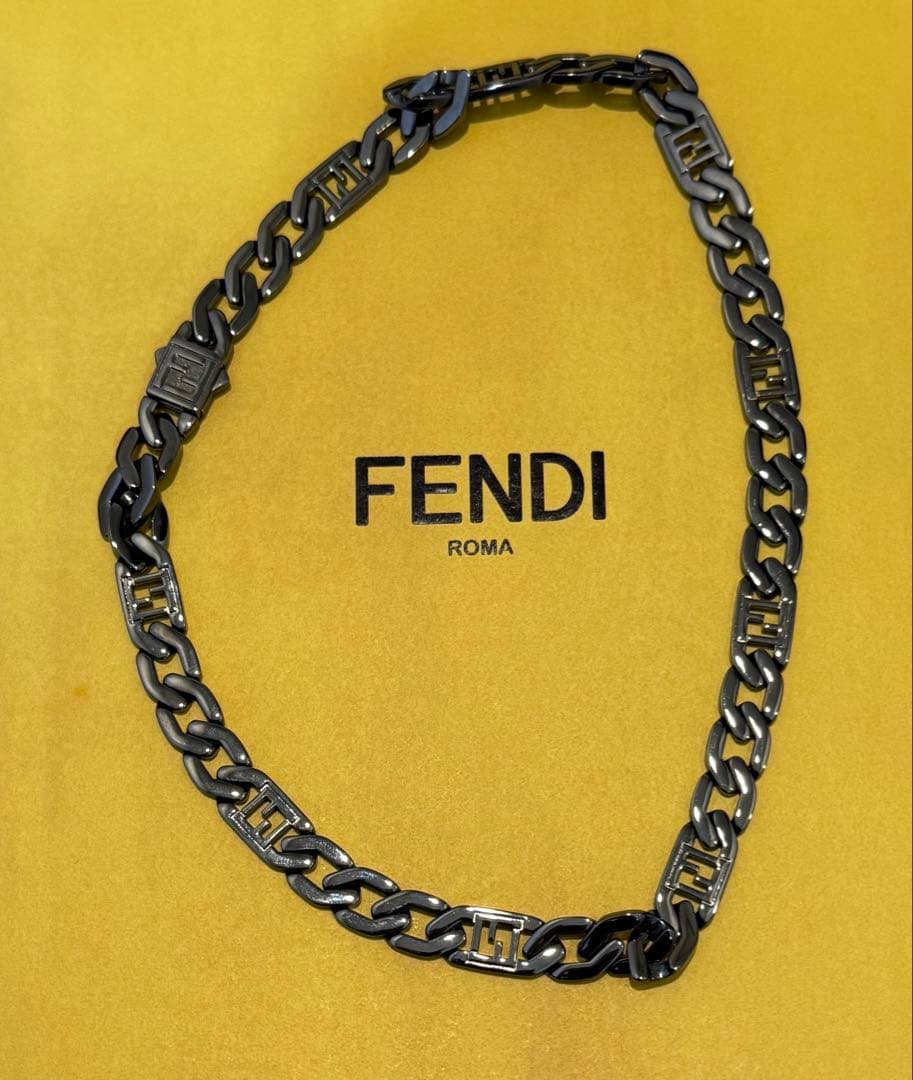 FENDI フェンディ FFチェーンネックレス チョーカー ブラッククローム