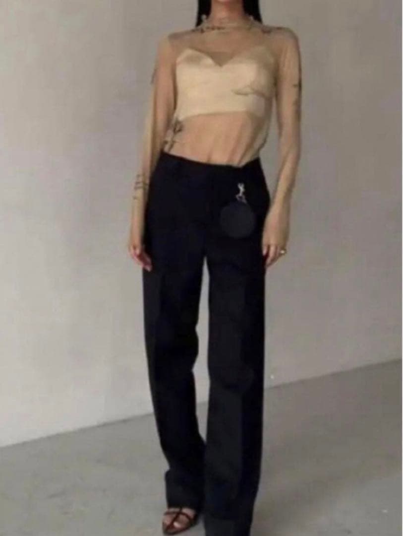 トップス MEDI FLOWER TATTOO SHEER TOP