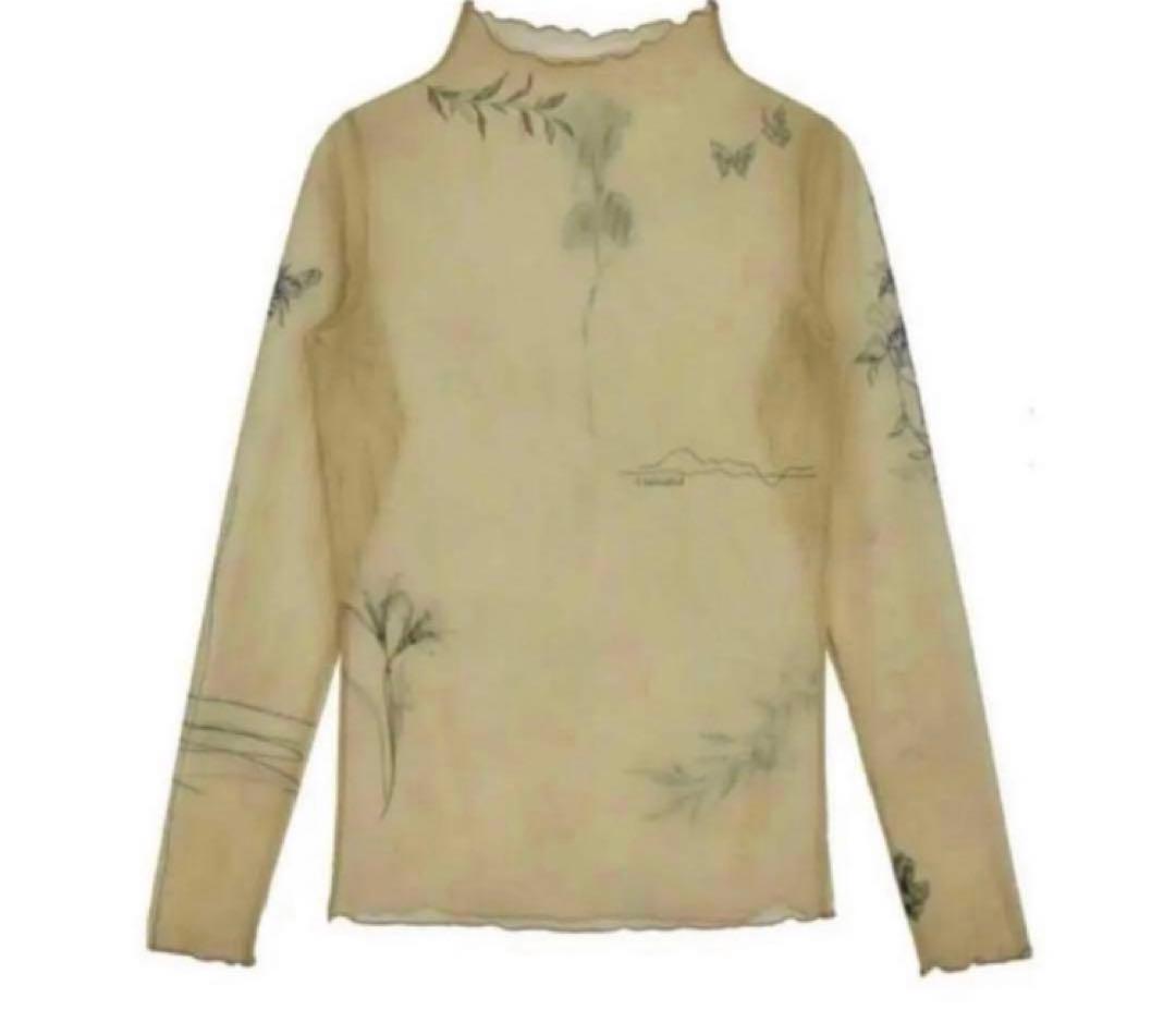 トップス MEDI FLOWER TATTOO SHEER TOP