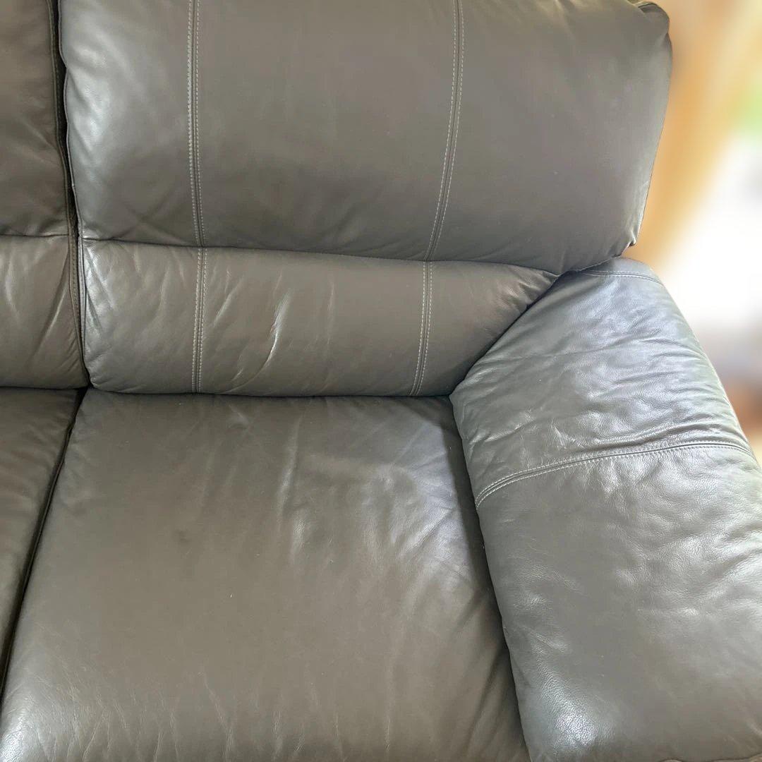 【送料込み】ニトリグレー 合成皮革 コーナーソファ1/2