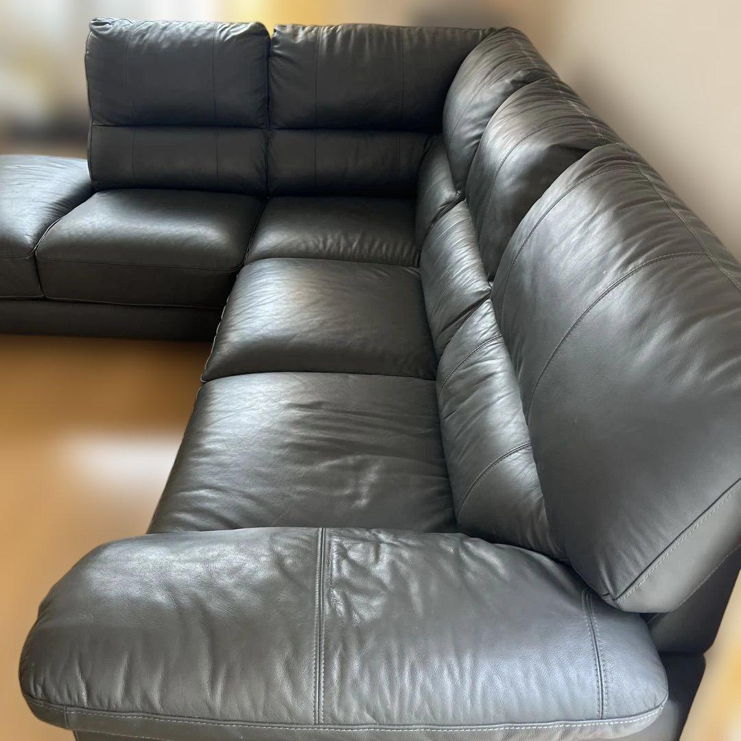 【送料込み】ニトリグレー 合成皮革 コーナーソファ1/2