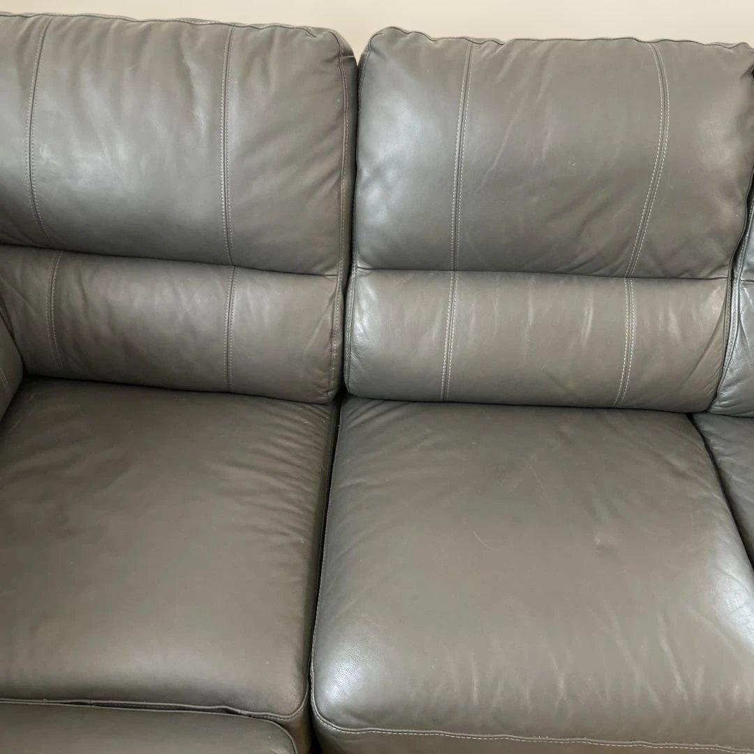 【送料込み】ニトリグレー 合成皮革 コーナーソファ1/2