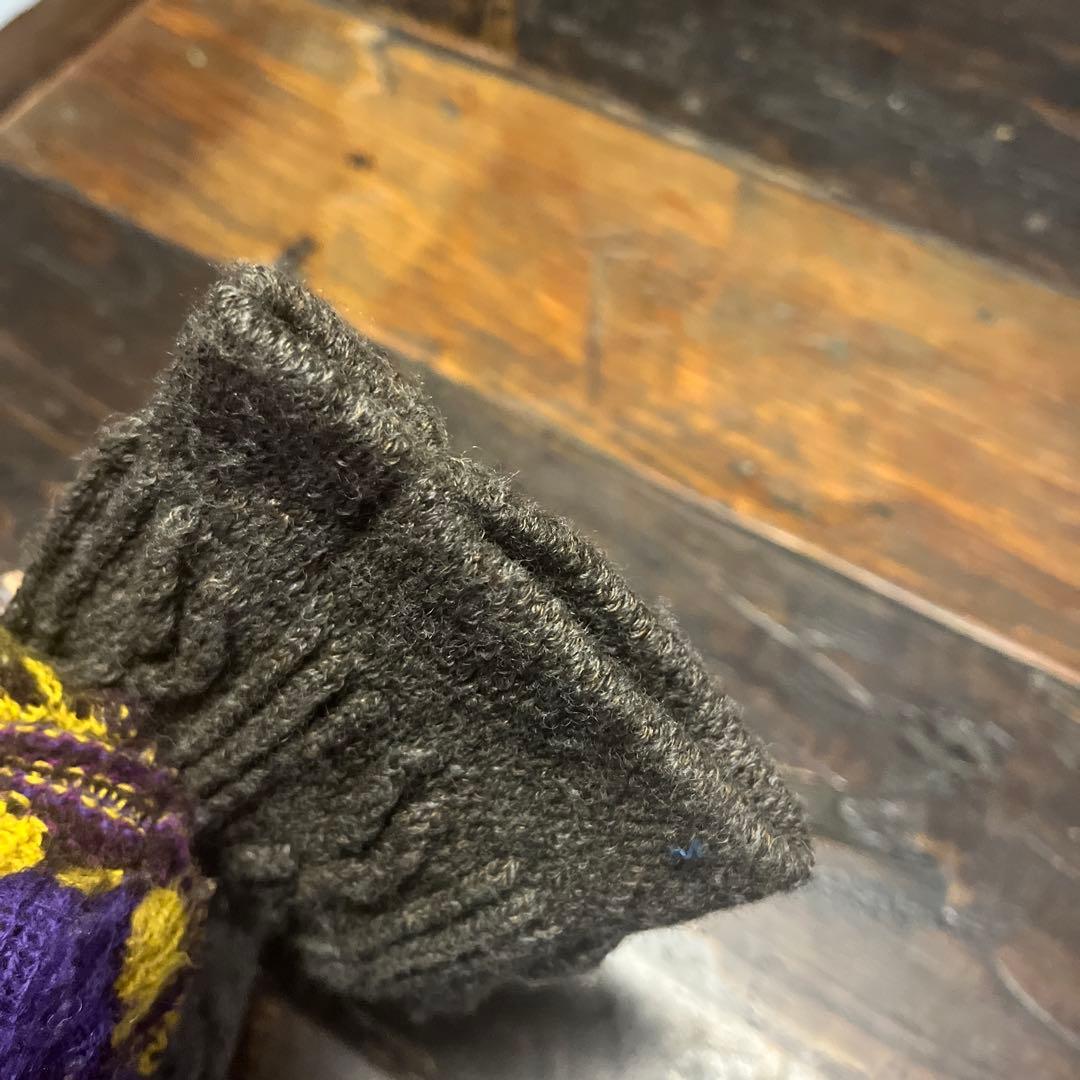 ダークブラウン　ケーブル編み アームカバー