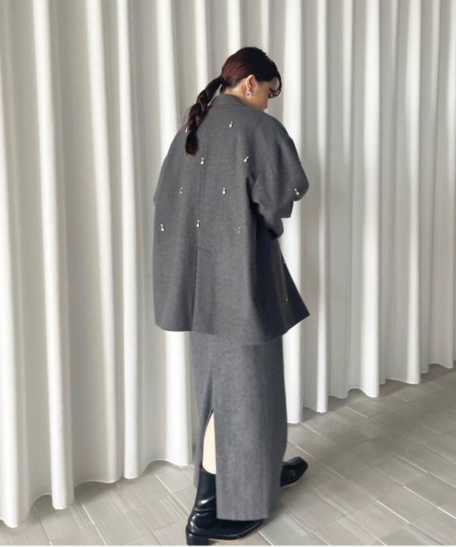 2601071 UND ELSA BIJOU WOOL DRESS グレー M