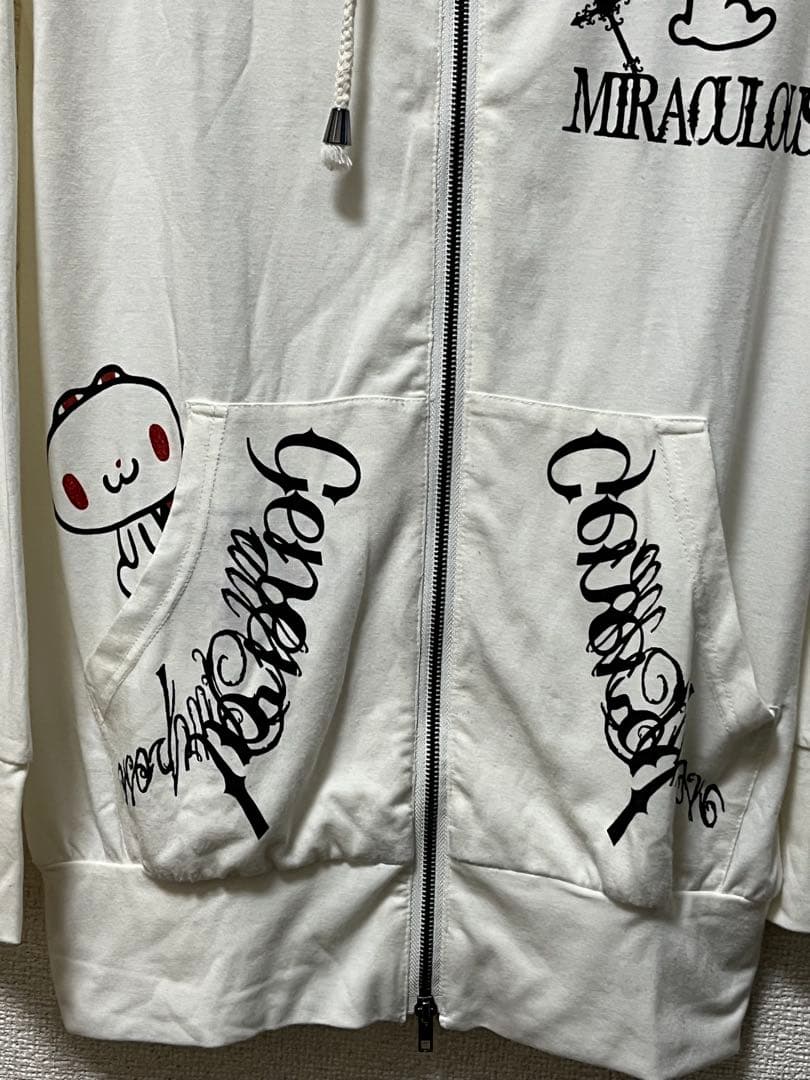 激レア　汎用ウサギ×ゴーストオブハーレム　ロングパーカー　/F　白　ストレッチ